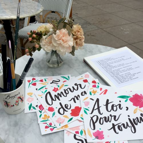 Hand lettering of amour de ma