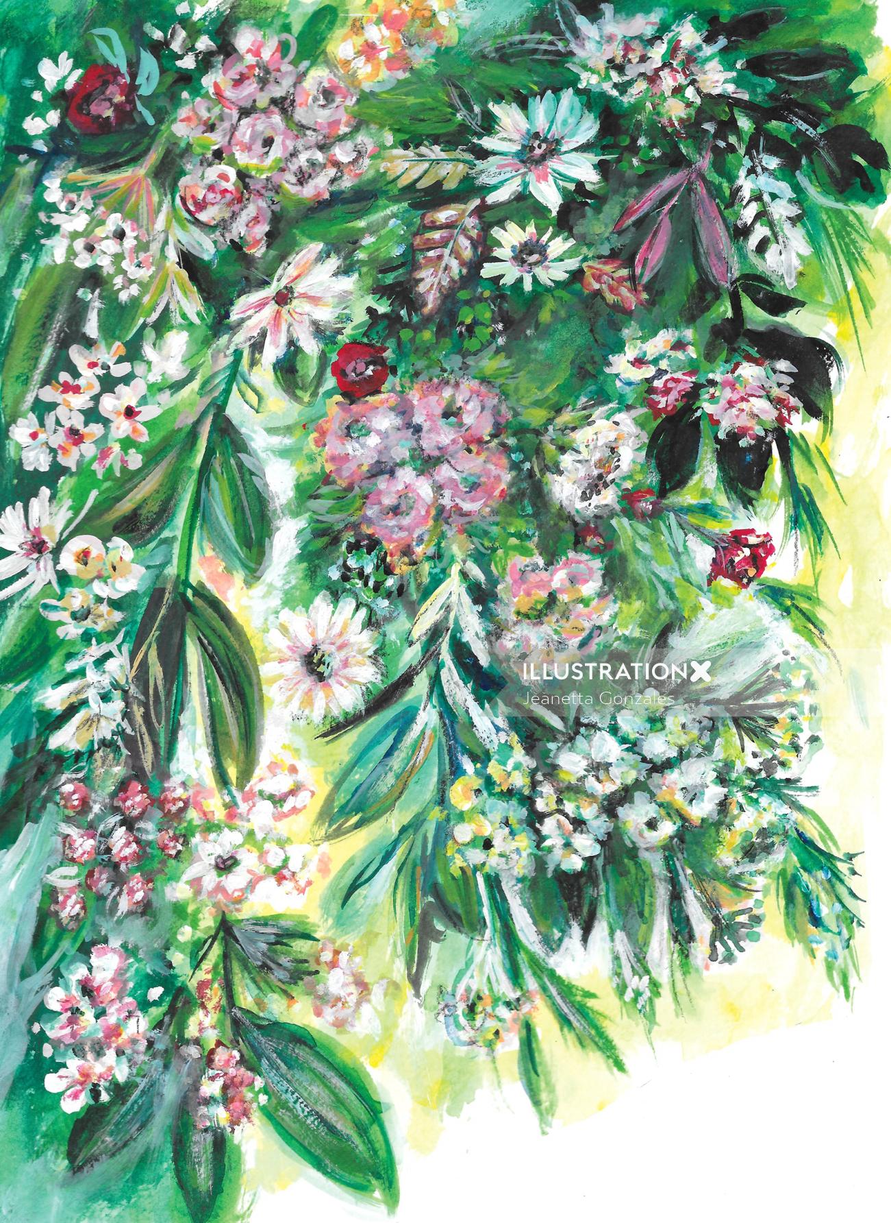 Illustration de la plante par Jeanetta Gonzales pour l&#39;orme occidental frappé