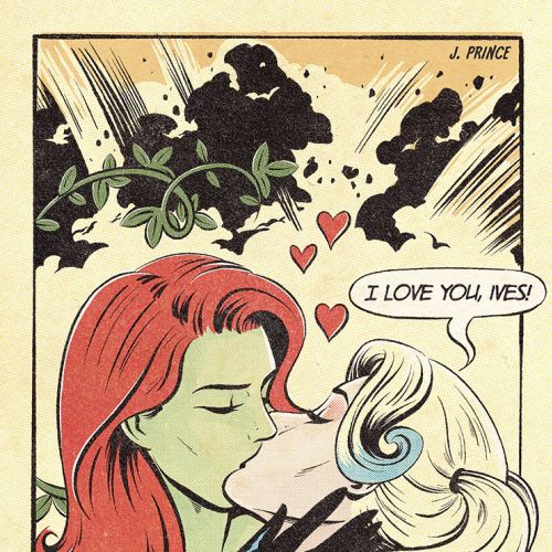 Lesbian kissing comic art