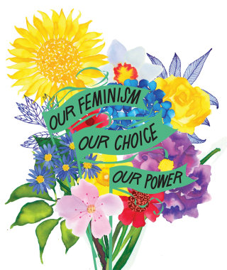 Pintura de buquê de flores para edição especial do feminismo