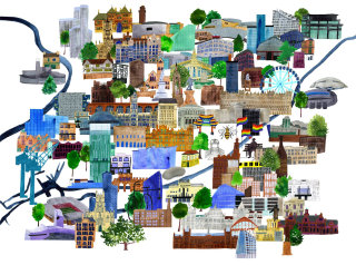 Livros Magma Mapa da paisagem urbana de Machester Reino Unido
