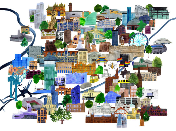 Magma books Machester UK cityscape Map
