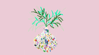 花瓶の中で育つ植物のアニメーションGIF