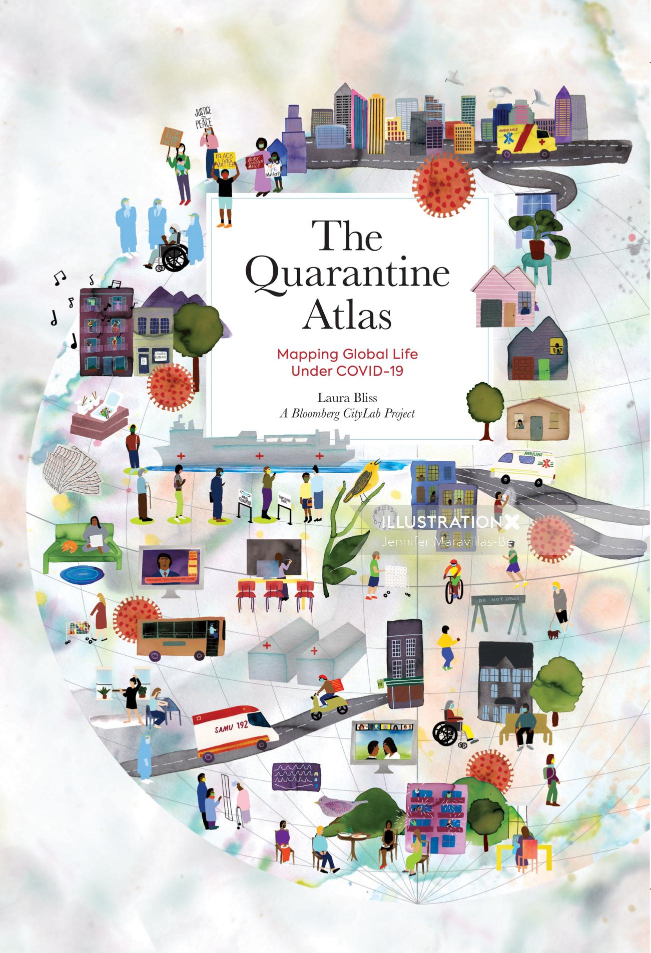 Arte de portada para The Quarantine Atlas por Laura Bliss