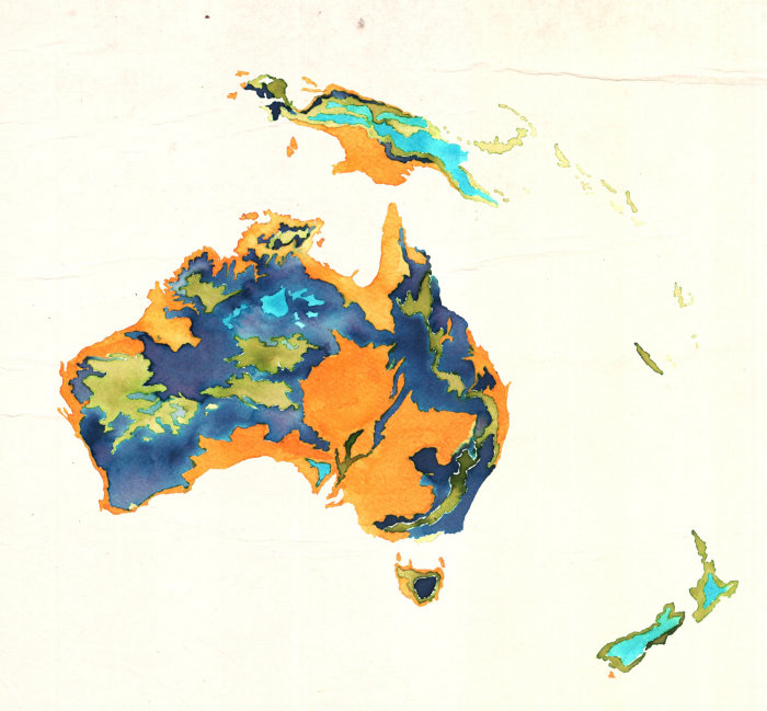 オーストラリアの地図のイラスト