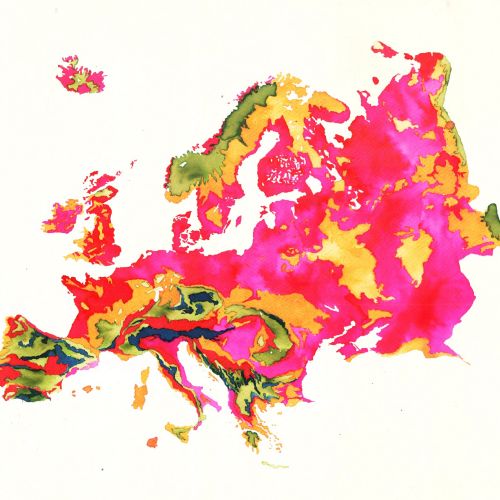 Europe map painting on paper