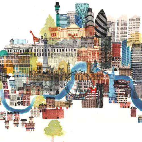 London architecture illustration by Jennifer Maravillas