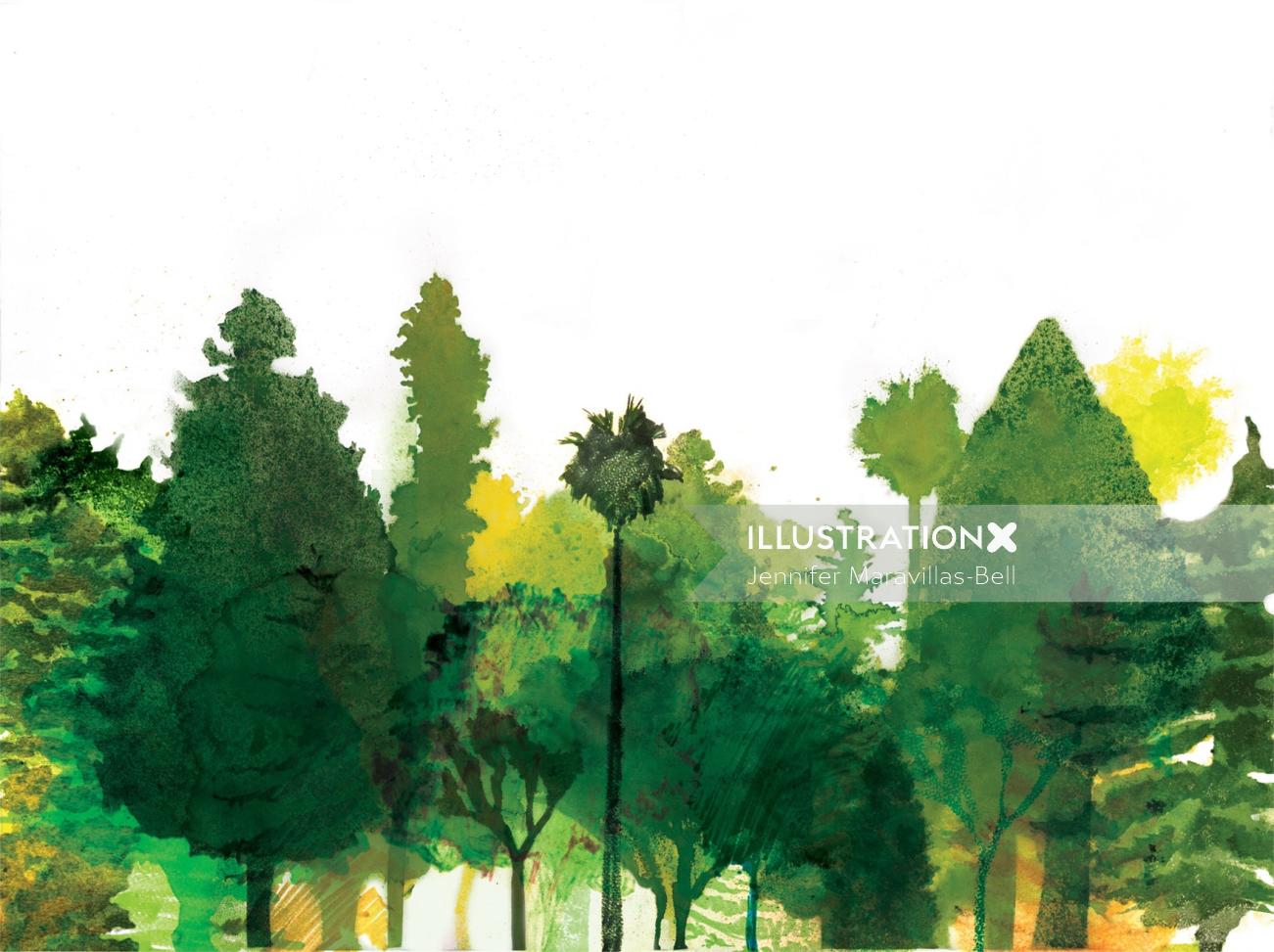An illustration of trees