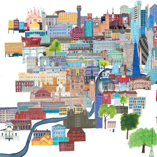London cityscape illustrations by Jennifer Maravillas