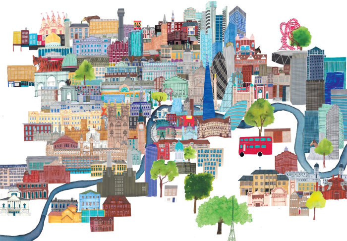 Illustrations du paysage urbain de Londres par Jennifer Maravillas