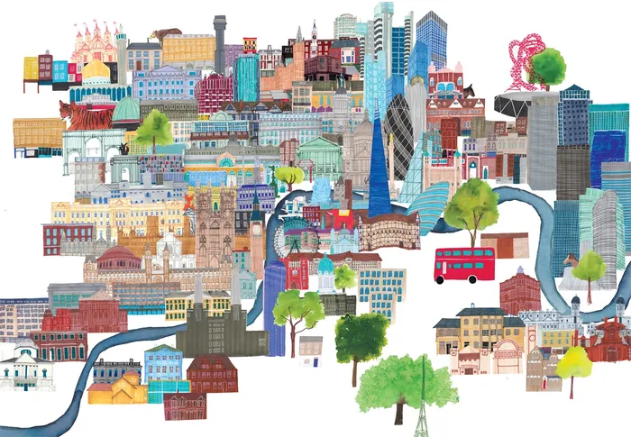 London cityscape illustrations by Jennifer Maravillas