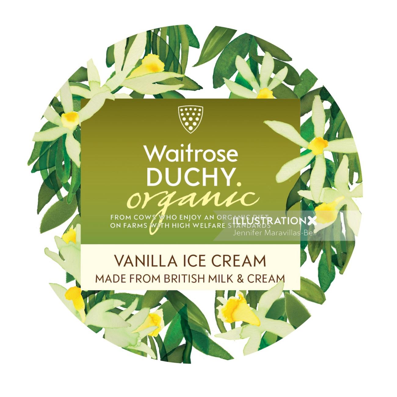 Design de logotipo para o sorvete de baunilha orgânico Duchy da Waitrose