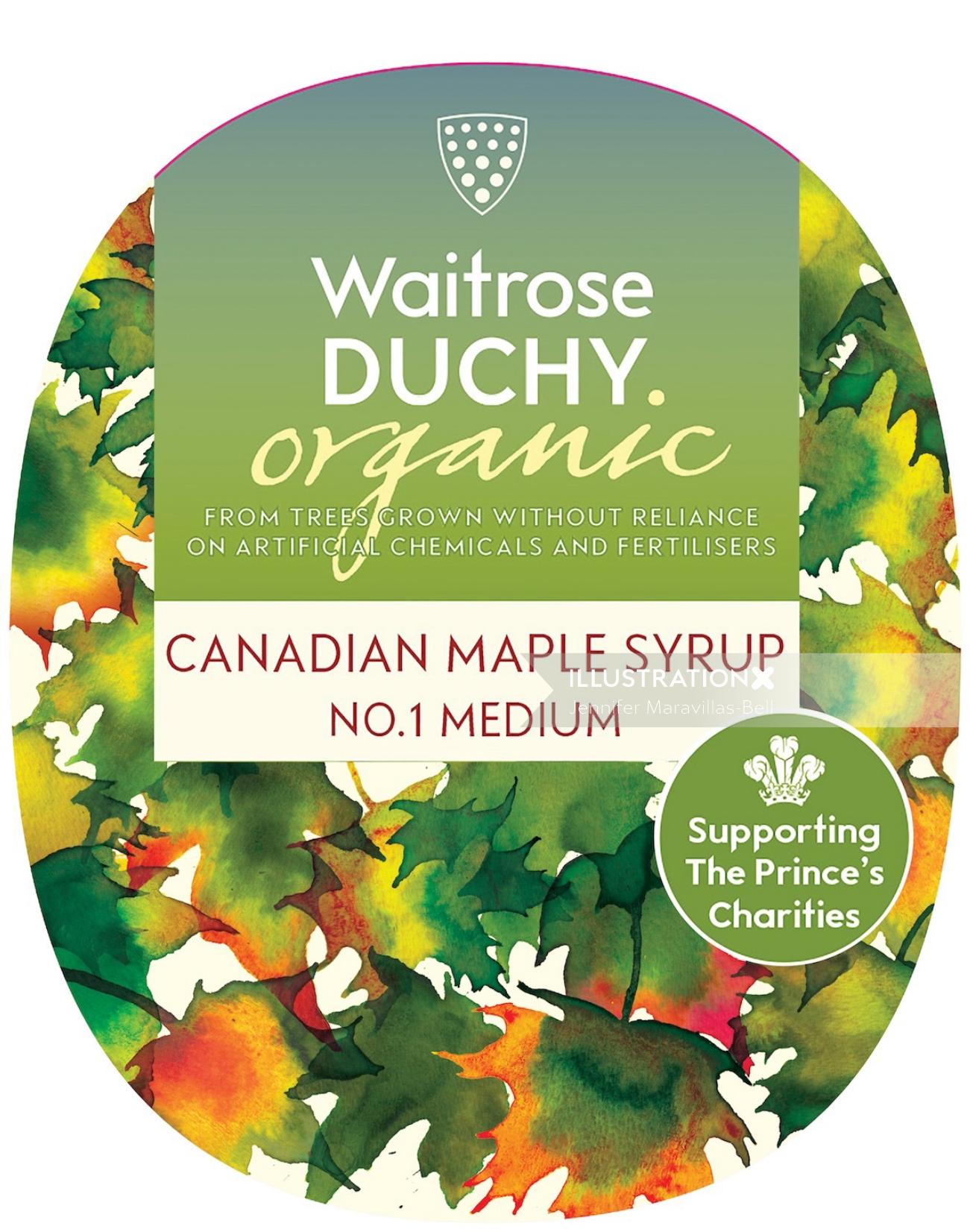 An illustration for Waitrose Duchy Canadian maple syrup