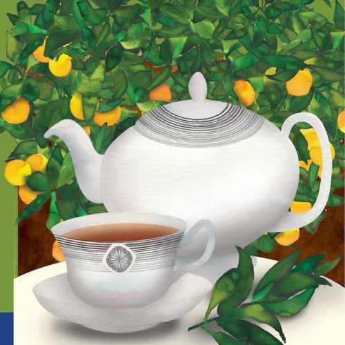 Tea cup and pot illustration by Jennifer Maravillas