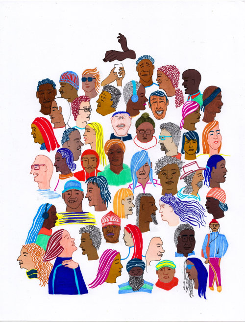 Set of Watercolour People Faces