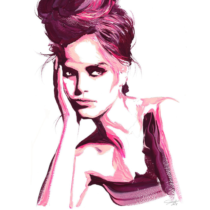 A gouache portrait on paper