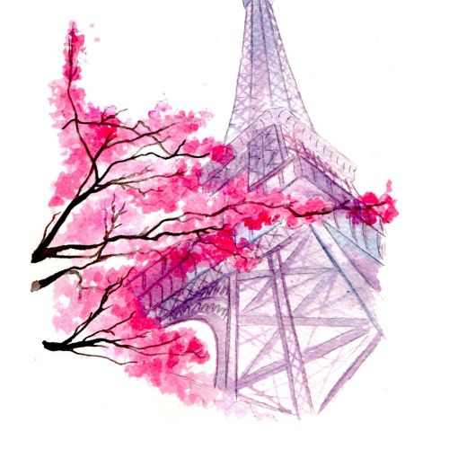 Watercolor painting of Eiffel Tower