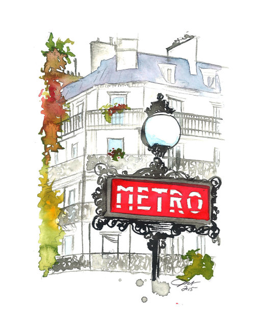 Dessin au trait du métro parisien
