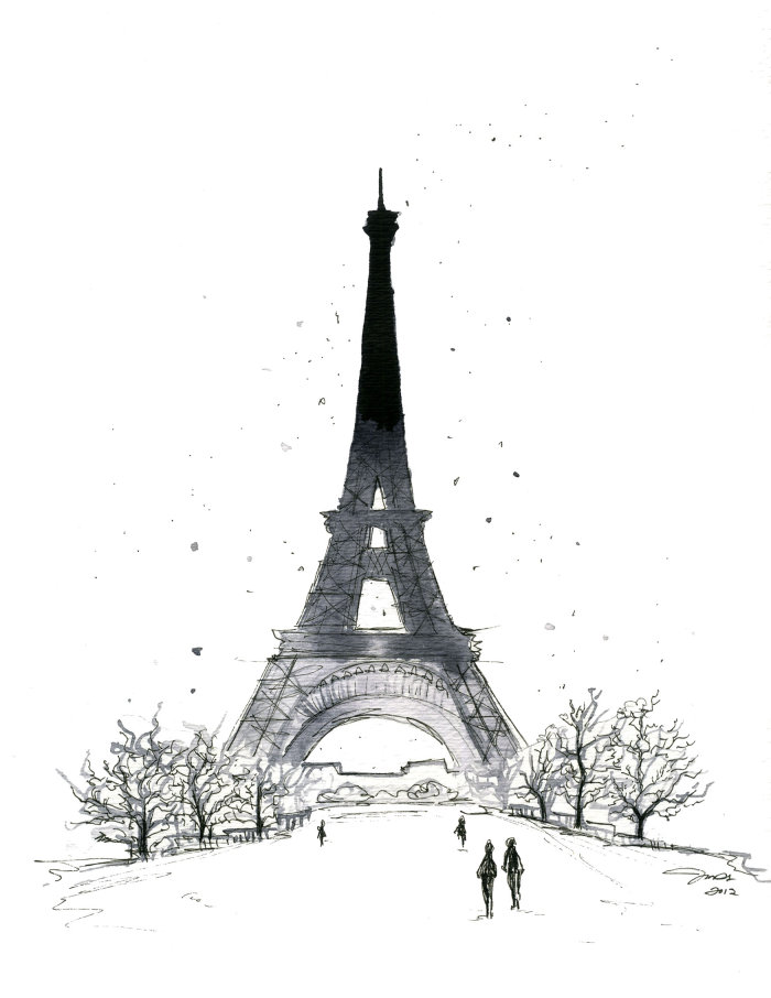 Torre Eiffel em preto e branco