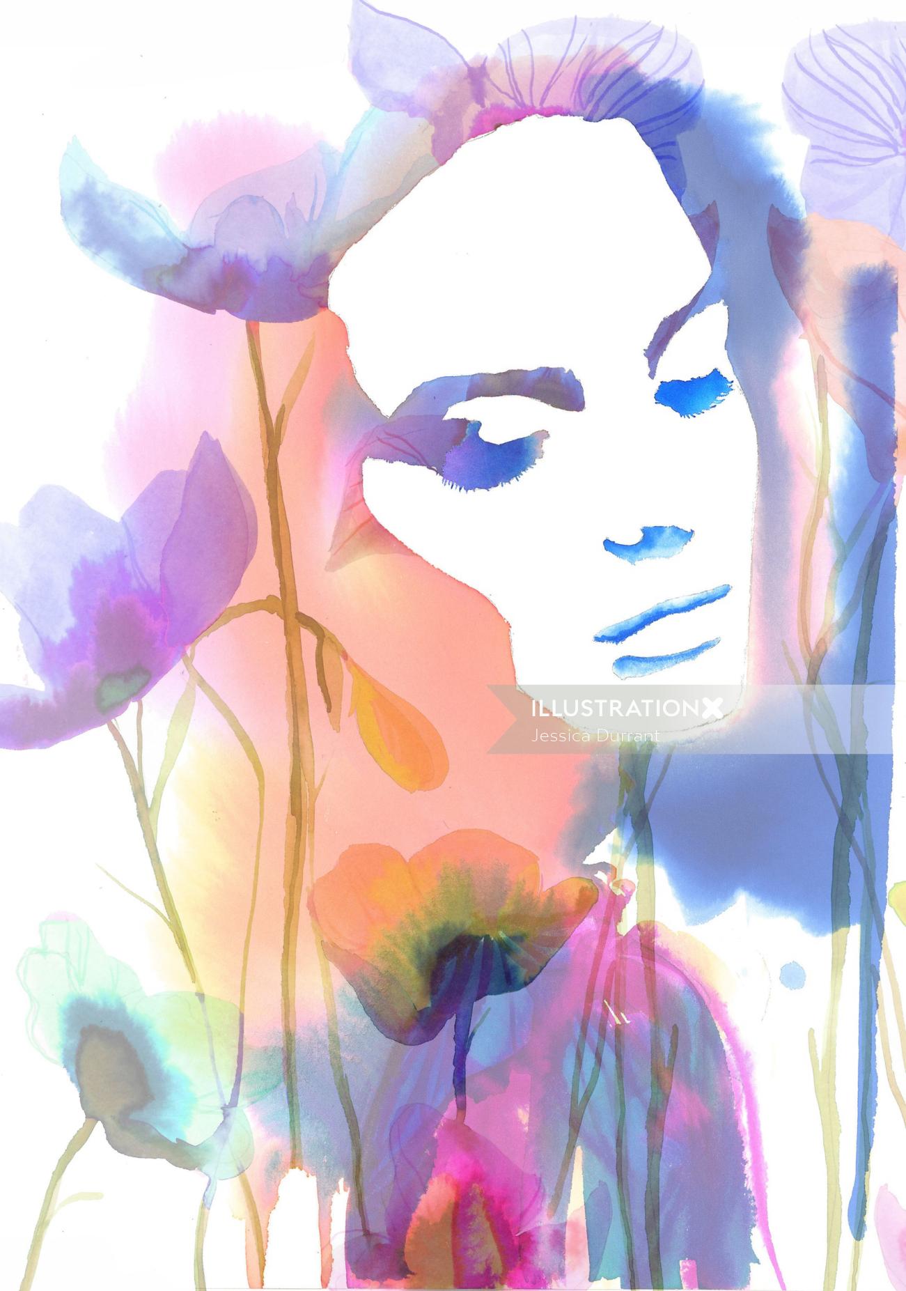 Aura of You watercolour of woman
