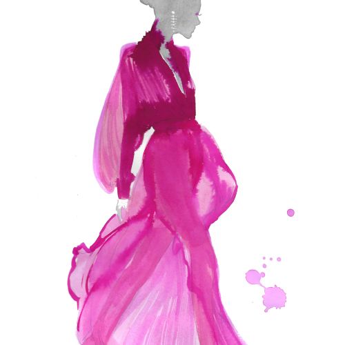 Strutting Fahion beauty in Pink Dress
