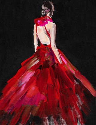 Belleza en vestido rojo
