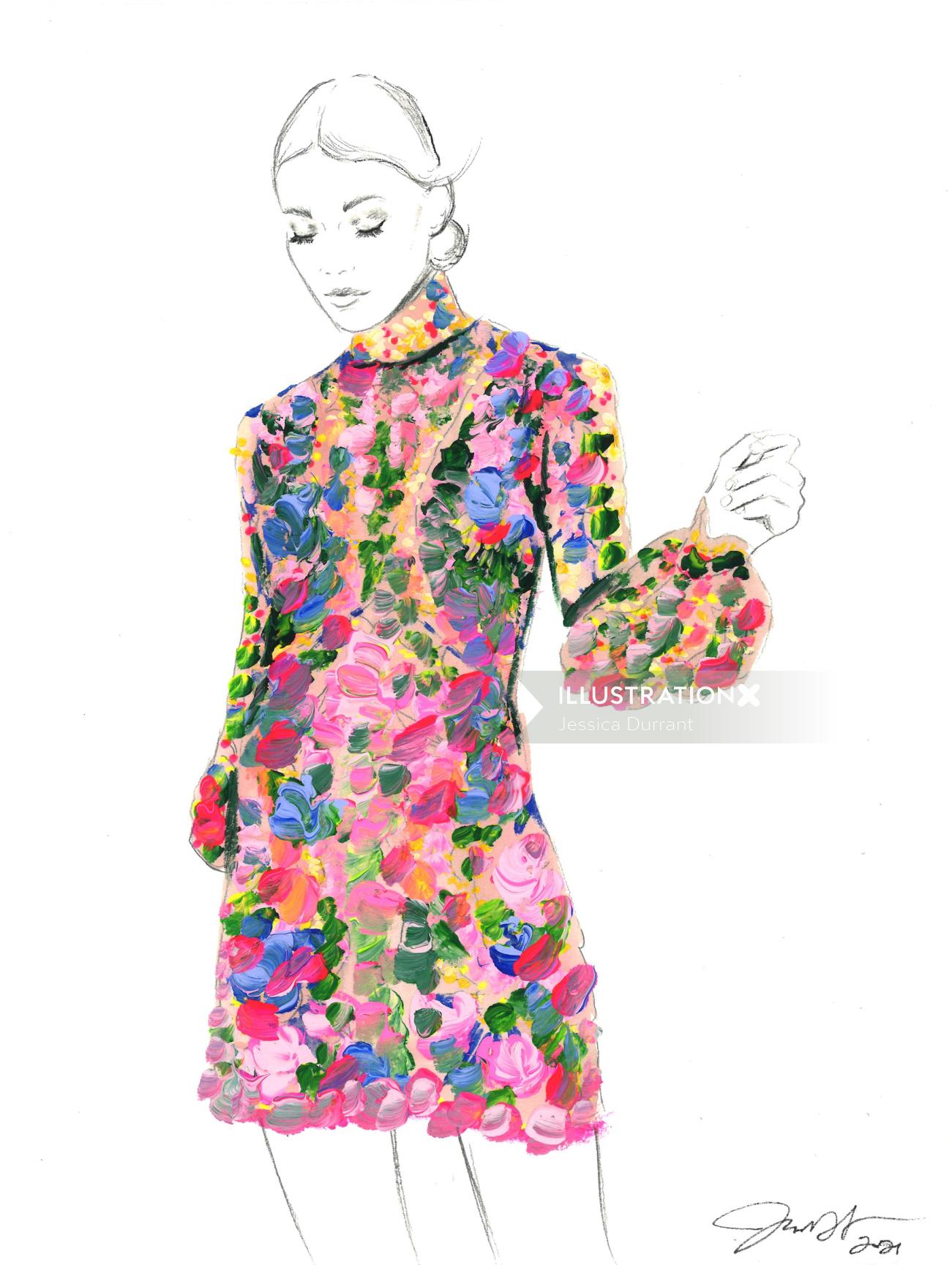 Beauty fashion floral pattern dress