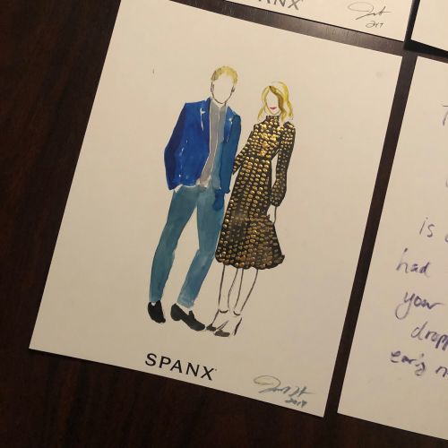 Live event drawing of couple spanx