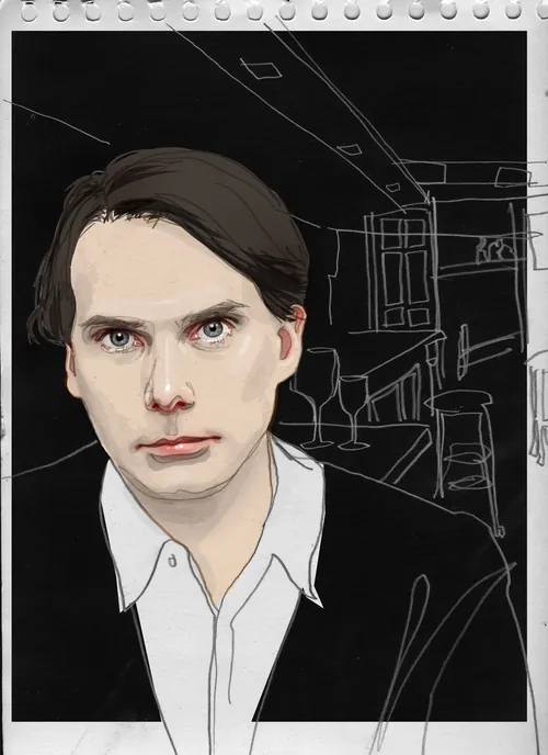 Digital portrait of a young man with dark hair by Jessine Hein