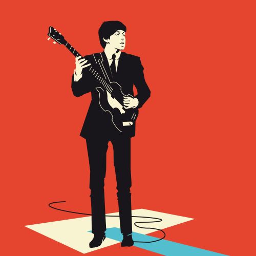 Silhouette of man playing electric guitar on stage by Jessine Hein
