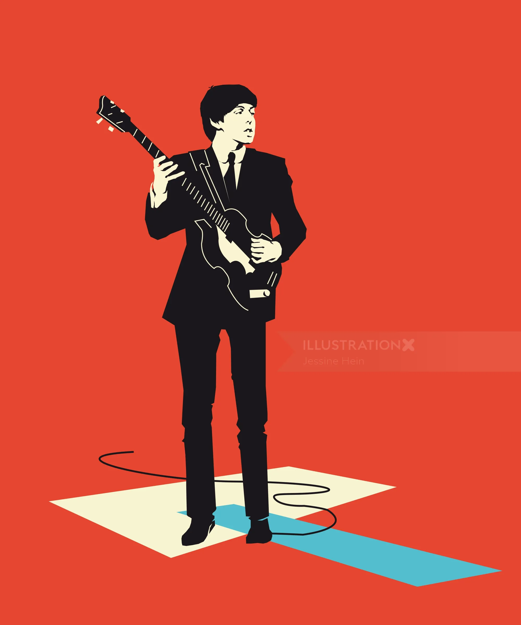 Silhouette of man playing electric guitar on stage by Jessine Hein