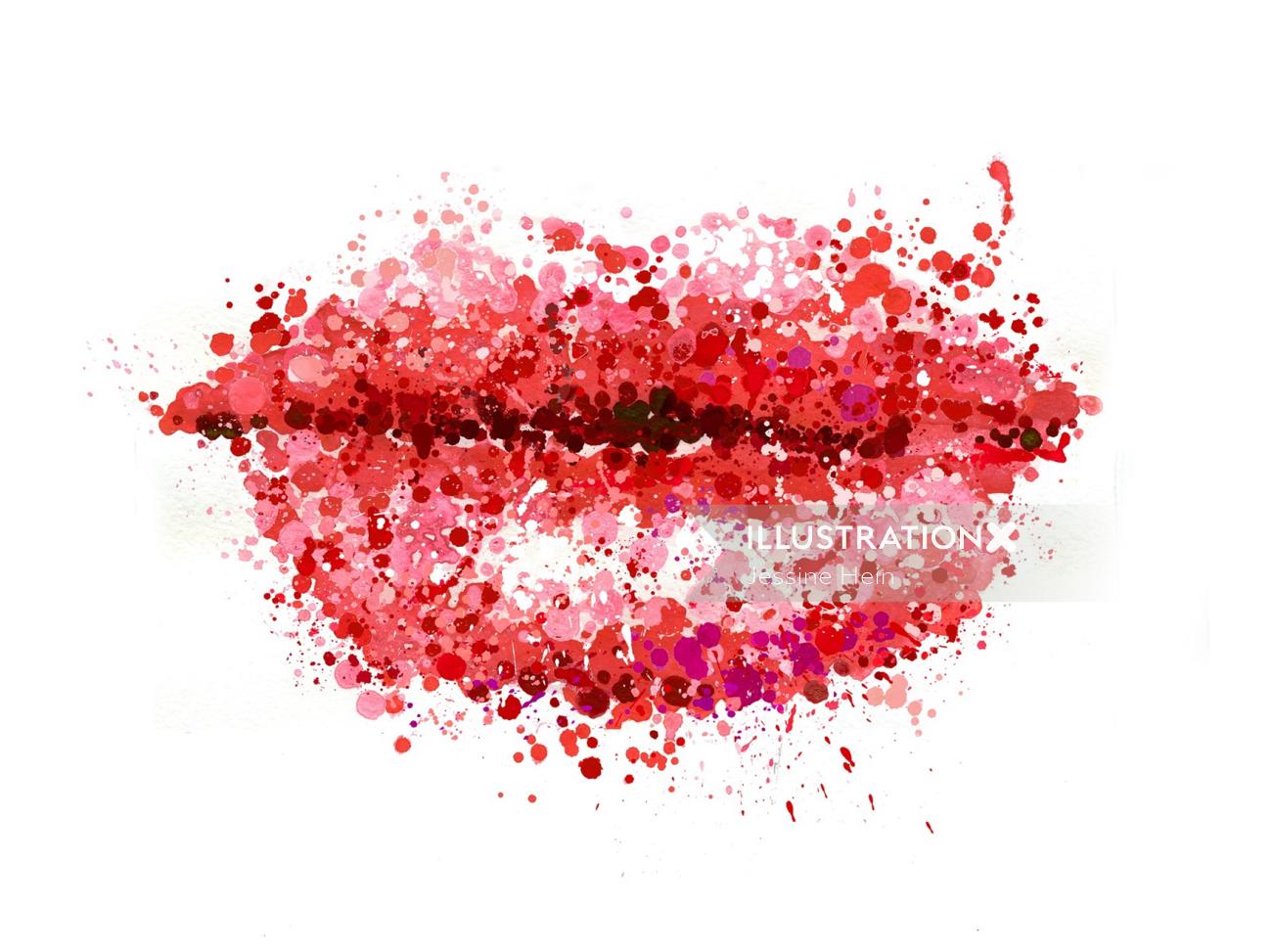 Ilustração de moda dos lábios de rosa