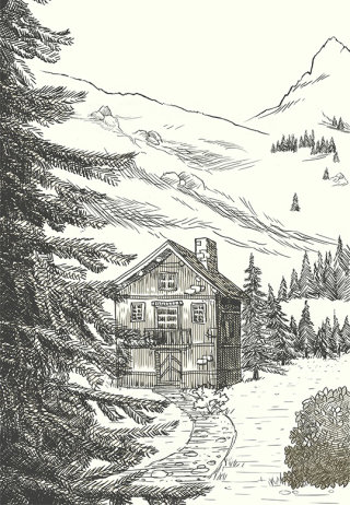 Ilustraciones de la línea de vistas a la montaña 