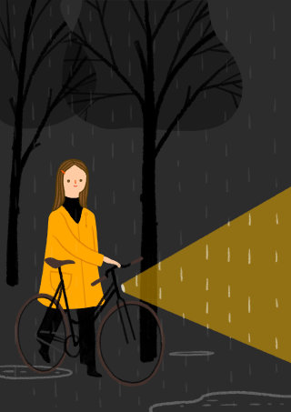 夜の自転車用トーチのデジタル絵画 