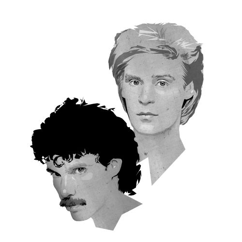 Two men's portraits with different hairstyles by Jessine Hein