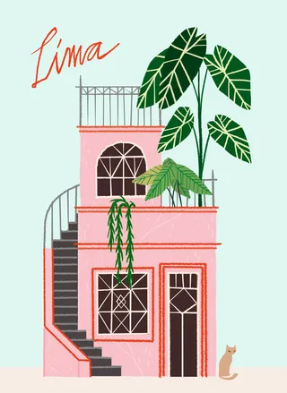 Lima building watercolor design 