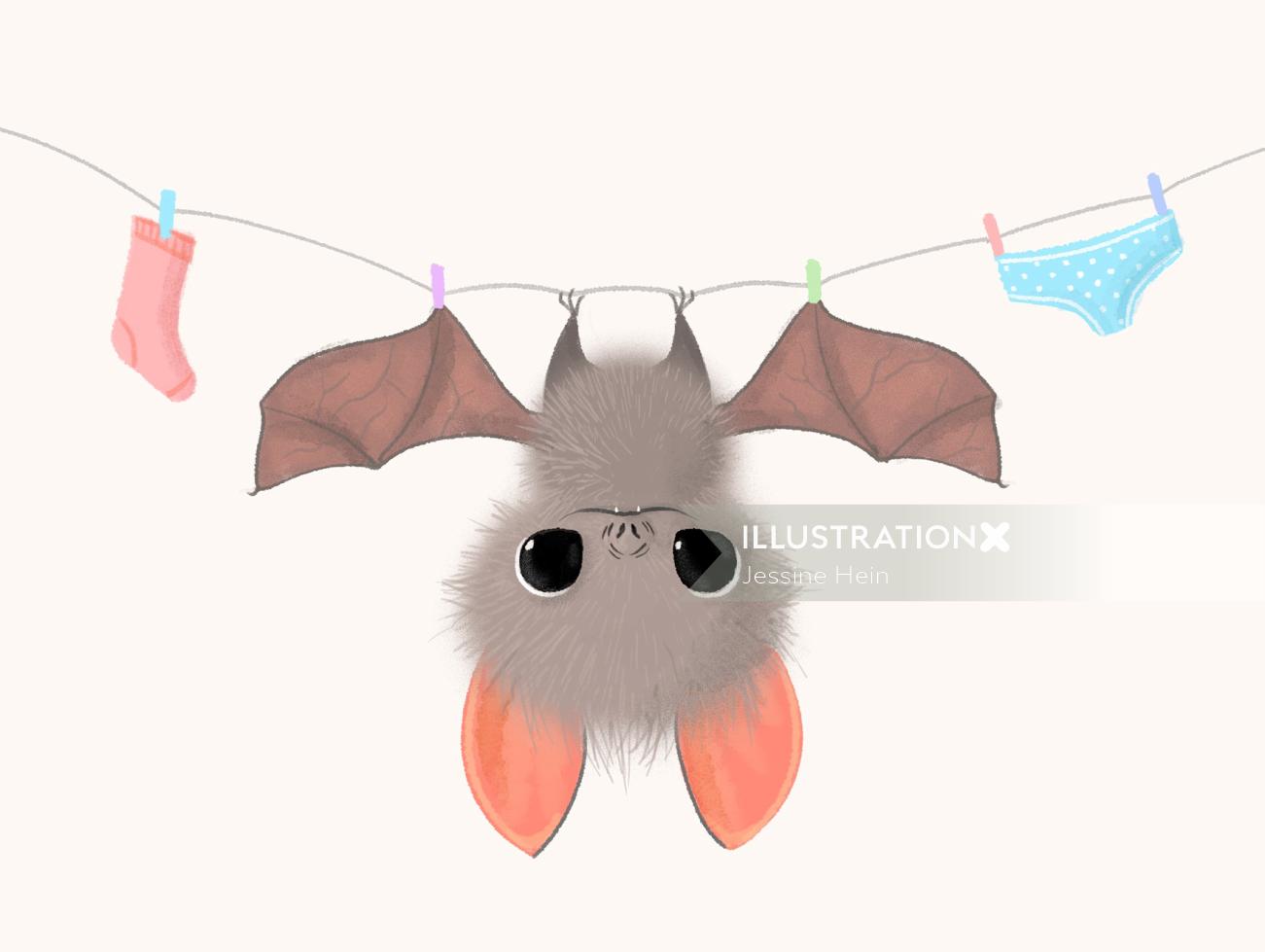 Aquarela, desenho de morcego