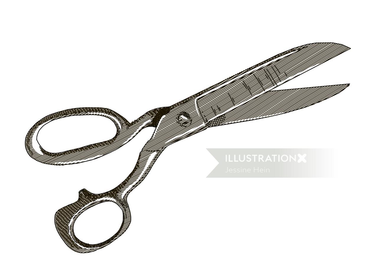Line art of scissor 