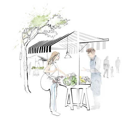 Painting of vegetable store 