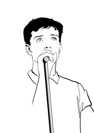 Line portrait of male singer 