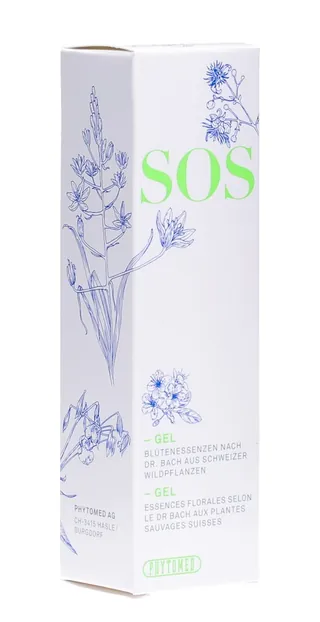 White SOS skincare box with botanical drawings by Jessine Hein