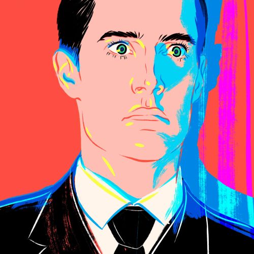 Digital portrait of a man in a suit with bright colors by Jessine Hein