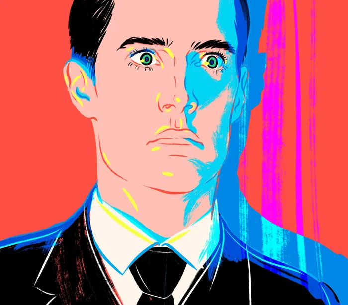 Digital portrait of a man in a suit with bright colors by Jessine Hein