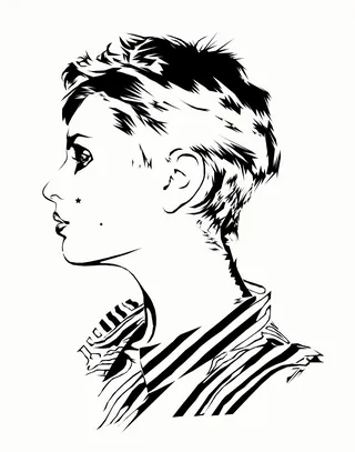 Black and white profile portrait of a woman with short hair by Jessine Hein
