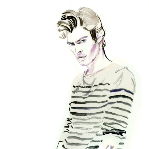 Mens fashion watercolor painting by Jessine Hein