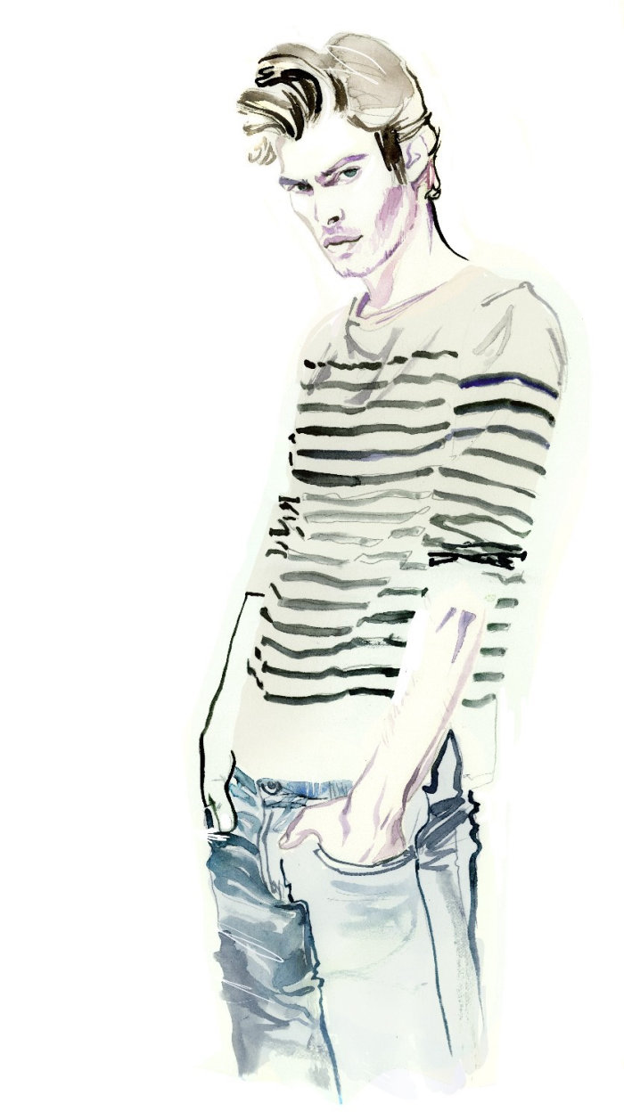 Mens fashion watercolor painting by Jessine Hein