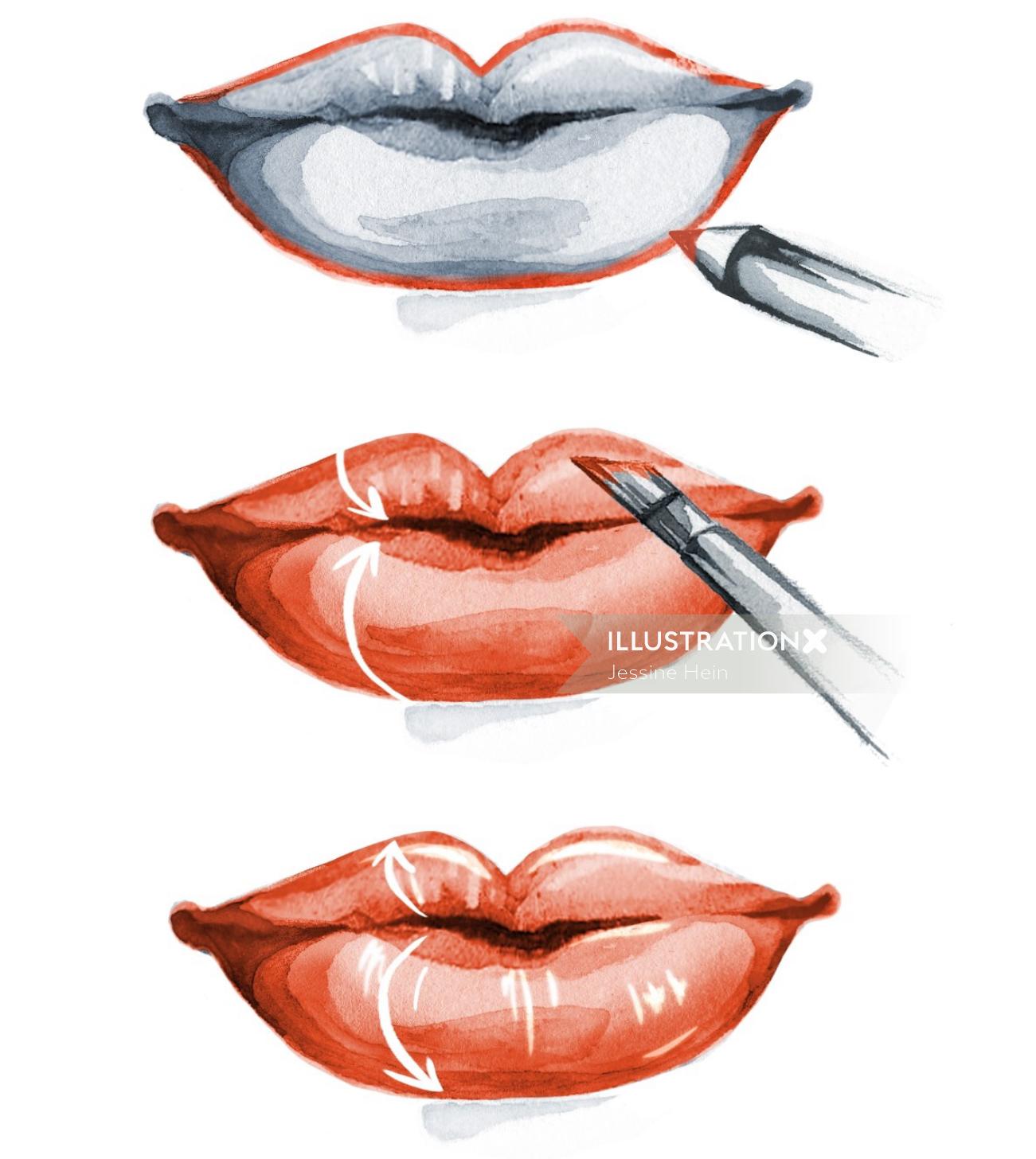 Fashion illustration of lipstick 