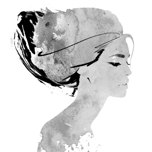 abstract woman face watercolor fashion illustration