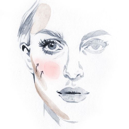 watercolor painting of a lady face