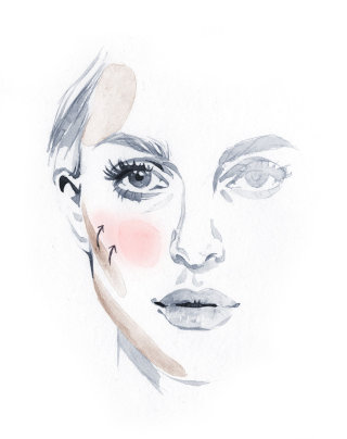 女性の顔を描いた水彩画